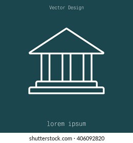 Museum building icon thin line for web and mobile, modern minimalistic flat design. Vector