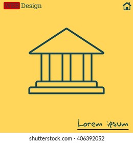 Museum building icon thin line for web and mobile, modern minimalistic flat design. Vector
