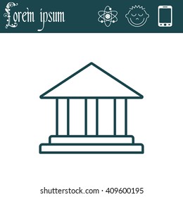 Museum building icon thin line for web and mobile, modern minimalistic flat design. Vector