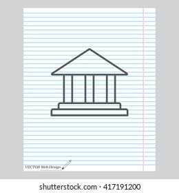 Museum building icon thin line for web and mobile, modern minimalistic flat design. Vector