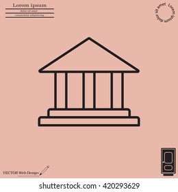 Museum building icon thin line for web and mobile, modern minimalistic flat design. Vector