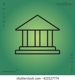 Museum building icon thin line for web and mobile, modern minimalistic flat design. Vector