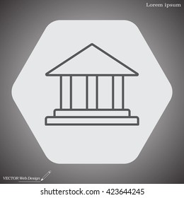 Museum building icon thin line for web and mobile, modern minimalistic flat design. Vector