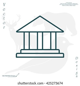 Museum building icon thin line for web and mobile, modern minimalistic flat design. Vector