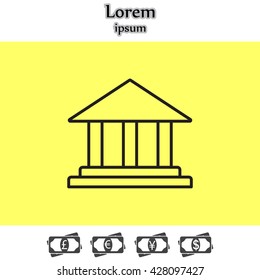 Museum building icon thin line for web and mobile, modern minimalistic flat design. Vector