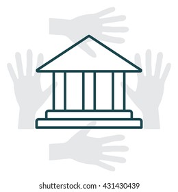 Museum building icon thin line for web and mobile, modern minimalistic flat design. Vector
