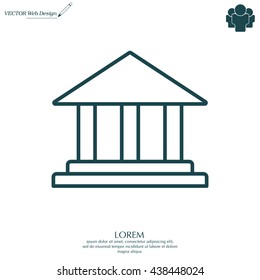 Museum building icon thin line for web and mobile, modern minimalistic flat design. Vector