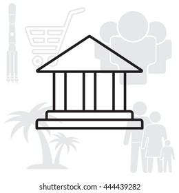 Museum building icon thin line for web and mobile, modern minimalistic flat design. Vector