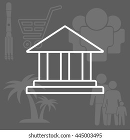 Museum building icon thin line for web and mobile, modern minimalistic flat design. Vector