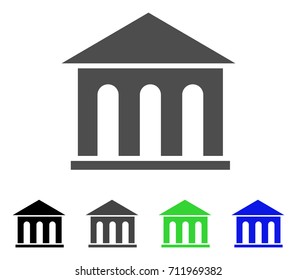 Museum Building icon. Vector illustration style is a flat iconic museum building symbol with black, grey, green, blue color versions. Designed for web and software interfaces.