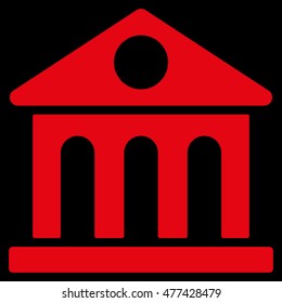 Museum Building icon. Vector style is flat iconic symbol, red color, black background.