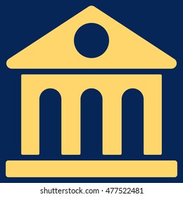 Museum Building icon. Vector style is flat iconic symbol, yellow color, blue background.