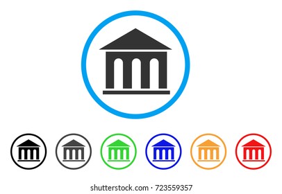 Museum Building rounded icon. Style is a flat museum building gray symbol inside light blue circle with black, gray, green, blue, red, orange variants. Vector designed for web and software interfaces.