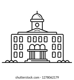 Museum building. Vector flat outline icon illustration isolated on white background.