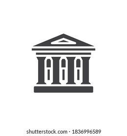 Icono del vector de construcción del museo. signo plano relleno para concepto móvil y diseño web. Icono de glifo de la casa de tribunal. Símbolo, ilustración del logotipo. Gráficos vectoriales