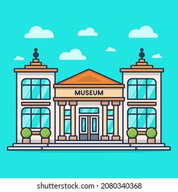 Museum building vector. Building and landmark illustration concept blue isolated