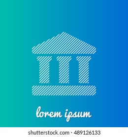Museum Building White stroke fill with blue & green gradient background Icon / Logo Design