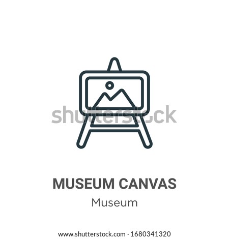 Museum canvas outline vector icon. Thin line black museum canvas icon, flat vector simple element illustration from editable museum concept isolated stroke on white background