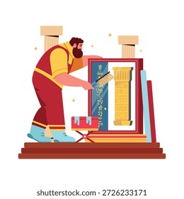 Ilustración vectorial de limpieza de museos EPS 10 File 	