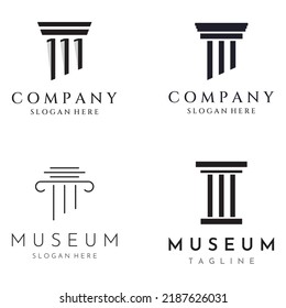 Museum Column Line Pillar Logo Museum Stock Vector (Royalty Free ...