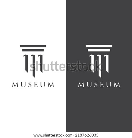 Museum, column, line, pillar logo. A museum with a minimalist and modern concept.