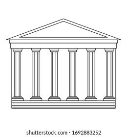 Museum with columns outline icon is isolated. Concept art. Vector stock illustration