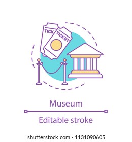 Museum concept icon. Theater tickets idea thin line illustration. Entertainment. University. Vector isolated outline drawing. Editable stroke