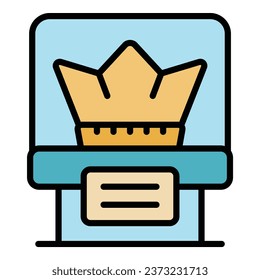 Museum crown icon outline vector. Pass admit. Old history color flat