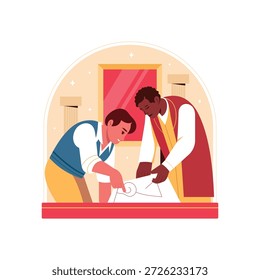 Ilustración vectorial de curador de museos EPS 10 File 	