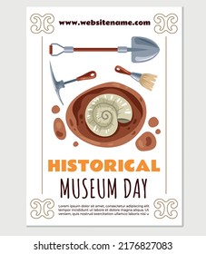 Museum day flyer poster card template. Vector flat graphic design illustration