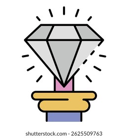 Icono de diamante del museo. Esquema de Vector de diamante de museo icono de color plano aislado