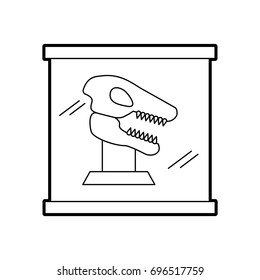 Museum dinosaur skeleton in urn glass