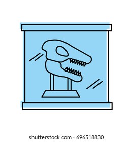 Museum dinosaur skeleton in urn glass