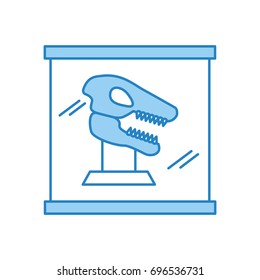 Museum dinosaur skeleton in urn glass