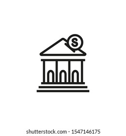 Museum donation line icon. Building, dollar sign, contribution. Museum concept. Vector illustration can be used for topics like art, culture, tourism