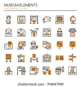 Museum Elements , Thin Line and Pixel Perfect Icons
