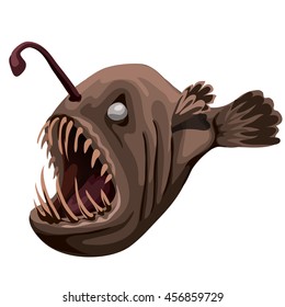 A Museum exhibit of fish anglerfish. Vector illustration.
