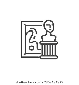 Museum exhibit line icon. linear style sign for mobile concept and web design. Statue exhibit outline vector icon. Symbol, logo illustration. Vector graphics