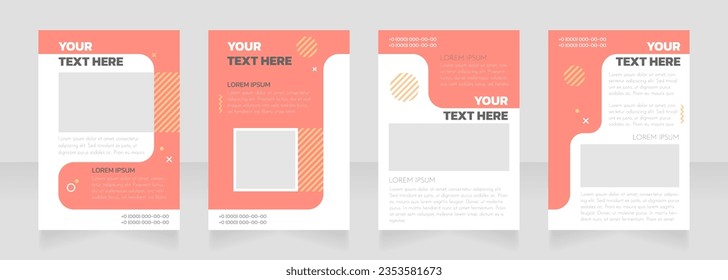 Museum exhibition orange and white blank brochure layout design. Vertical poster template set with empty copy space for text. Premade corporate reports collection. Editable flyer paper pages