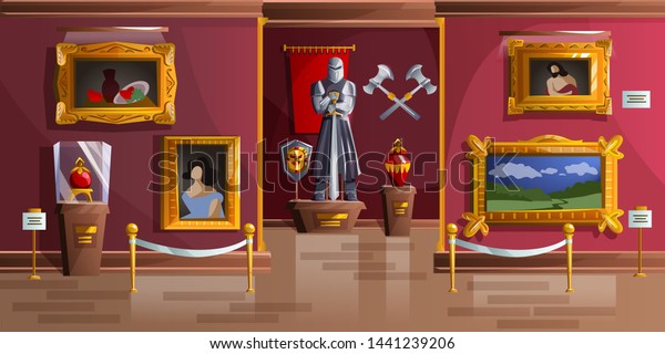 Museum Exhibition Room Cartoon Vector Illustration Stock Vector Royalty Free 1441239206