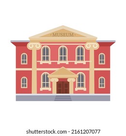 Museum exteriors of city building. Vector illustration of houses with facades. Cartoon museum hospital school supermarket