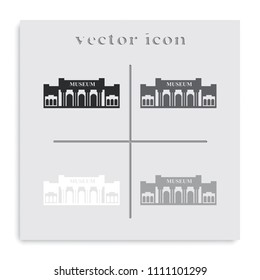 Museum flat black and white vector icon.