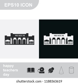 Museum flat black and white vector icon.