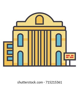 Museum flat line illustration, concept vector isolated icon 