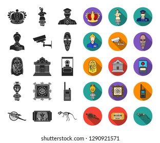 Museum and gallery black,flat icons in set collection for design. Storage and exhibition of showpiece vector symbol stock web illustration.