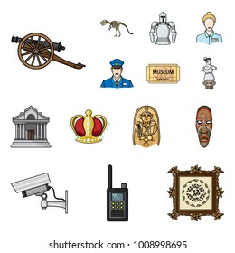 Museum and gallery cartoon icons in set collection for design. Storage and exhibition of showpiece vector symbol stock web illustration.