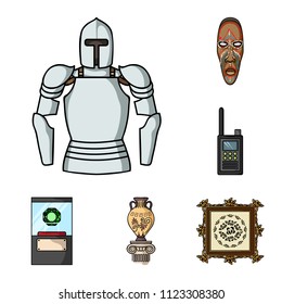Museum and gallery cartoon icons in set collection for design. Storage and exhibition of showpiece vector symbol stock web illustration.