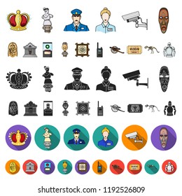 Museum and gallery cartoon icons in set collection for design. Storage and exhibition of showpiece vector symbol stock web illustration.