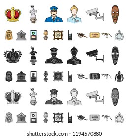Museum and gallery cartoon icons in set collection for design. Storage and exhibition of showpiece vector symbol stock web illustration.