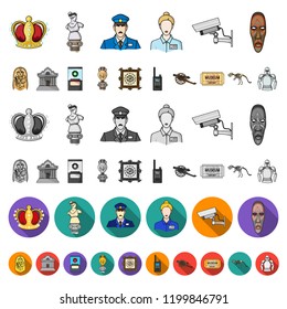 Museum and gallery cartoon icons in set collection for design. Storage and exhibition of showpiece vector symbol stock web illustration.